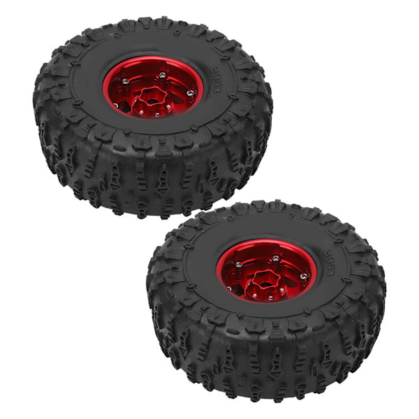 2 stk. 1,9 tommer hjulfælgssæt Metalfælge gummidækssæt til Axial SCX10 1/10 RC Crawler CarRød og Sort