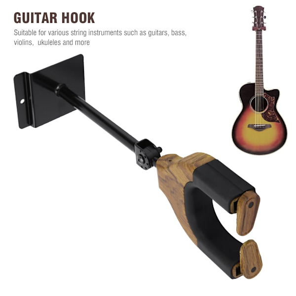 Gitarristveggfeste Krok Justerbar Veggmontert Holder for Fiolin Bass Ukulele (Rosenwood)