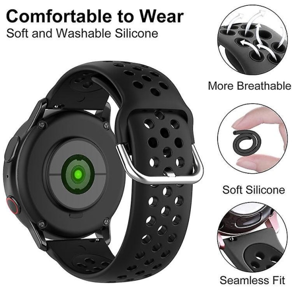 Vaihdettavat säädettävät urheilukellon ranneke Silikoni watch rannekkeet 20 22mm Samsung Galaxy watch rannekkeille