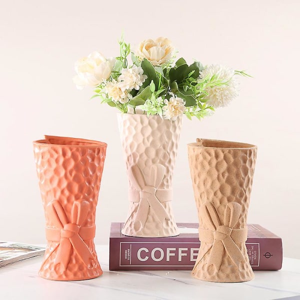 Creative Frosted Keramik Vase Ornament hvid sort