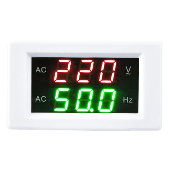 Generator Dual Display LED Digital AC Voltmeter Frekvensmåler Testværktøj (Hvid)