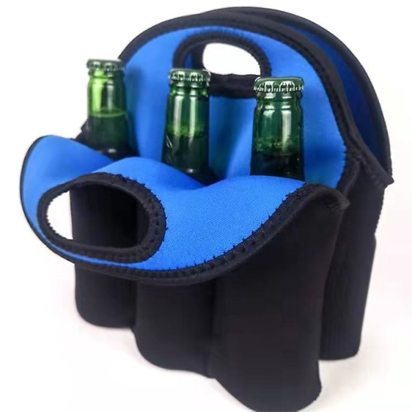 Flaskeboksbærepose isolert babyflaskekjølepose Ølflaskeholder med sikkert bærehåndtak, mørkeblå