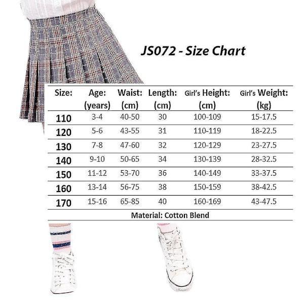 Høytaljet Plissè Tennis-Skjørt for Jenter (Barn) - Marineblå, 130cm, 7-8 År