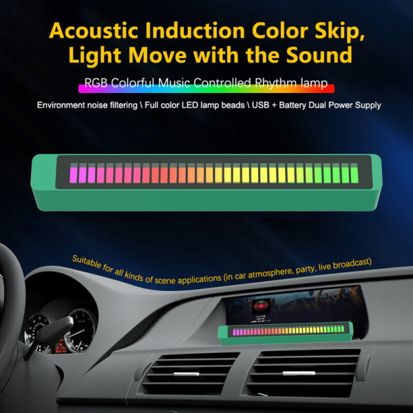 Sound Reactive RGB Light Bar 32 Bit RGB-farvet Stemme Lydkontrol Musikrytmelys til bil Kontor DJ Studio Gaming Room Dekoration, model: Blå