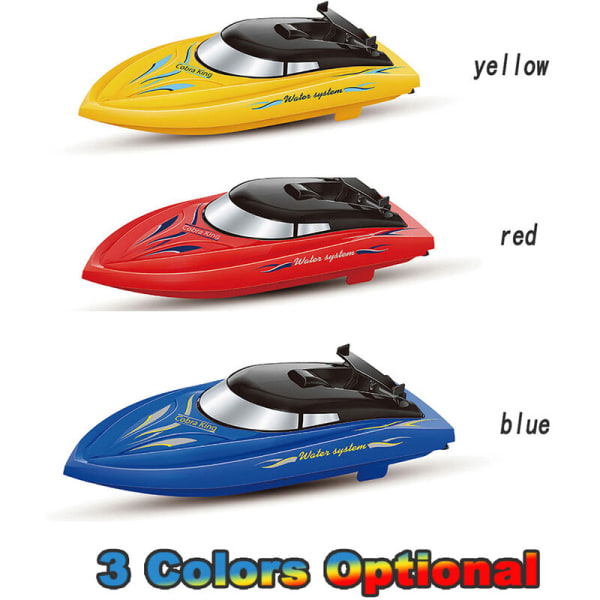 RC-båt för vuxna barn 10 km/h höghastighets 2-kanals fjärrkontrollbåtar för simbassänger Racingbåt, modell: gul