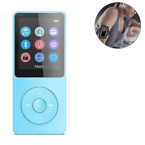 Mini Sininen 8GB MP4-soitin E-kirjan tallennuksella - Opiskelijan Walkman MP3-laite