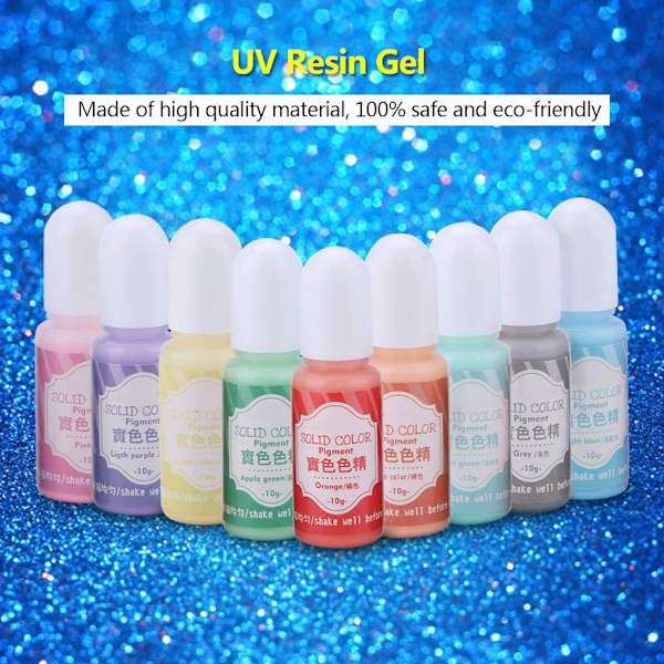 9 farger 10g Epoksy UV-harpiks Fargefarge Fargestoff Pigment DIY Kunsthåndverk (#A)