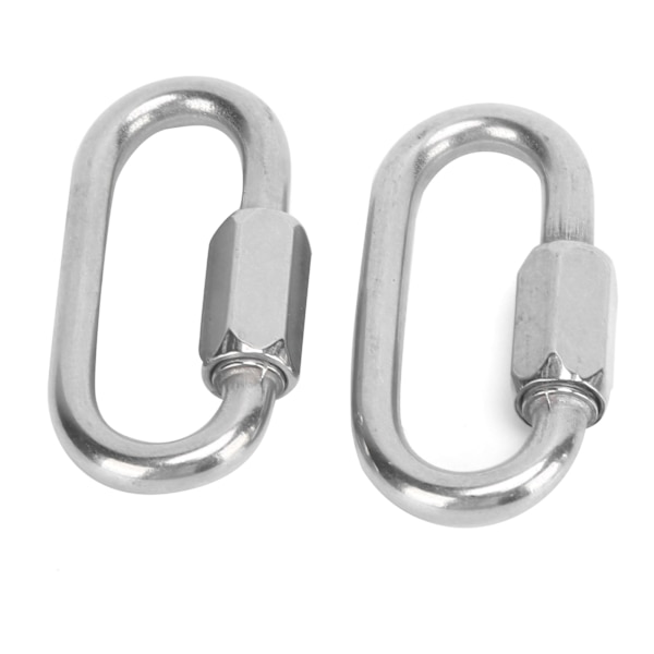 2 stk. Hurtigkobling D-formet Låsekarabiner i Rustfrit Stål med Hex Skrue til Klatring (6 mm)