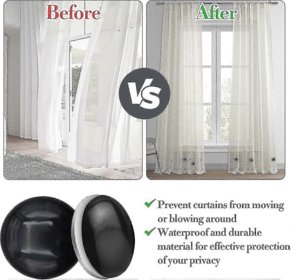 Duschdraperivikter magnetiska 10 st kraftiga Black