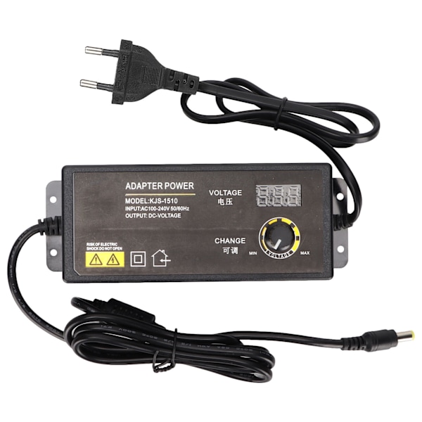 Strömadapter 90W 8A 3V till 12V Justerbar AC till DC-omvandlare med LED Digital Display För LCD-skärmar Mini-TV 100‑240VEU-kontakt