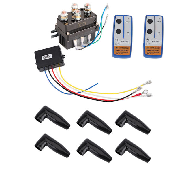 12V 400A Elektrisk vinsj solenoidrelékontakt med 6 beskyttelseslokk for ATV UTV 4X4 kjøretøy