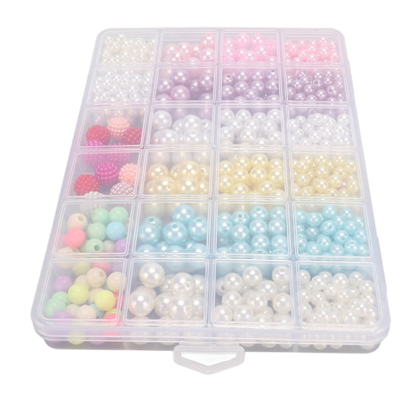 24 rum 24 farver imiterede perler 4 størrelser DIY håndlavede imiterede perler perler med huller til mobiltelefonhatte