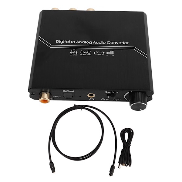 192KHz Digital till Analog Ljudkonverterare med Volymjustering Digital Optisk Koaxial till Analog Stereo RCA 3,5 mm Jack Konverterare