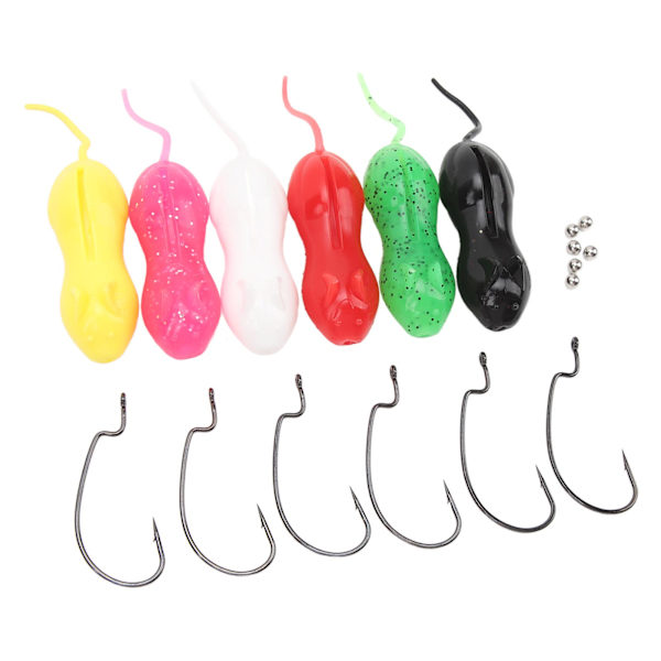 6 stk 11 cm 16g TPR-simulerings agn Flerfargede musformede lokker for saltvannsbåtfiske