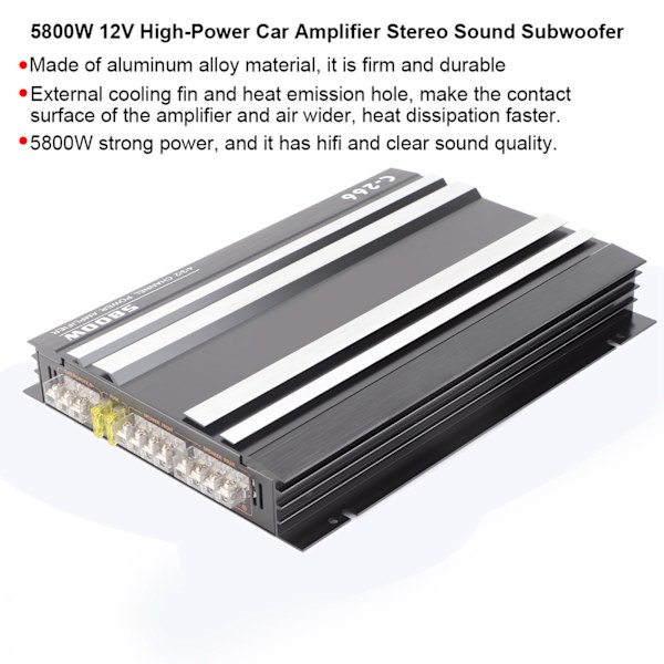 5800W 12V High Power Bilforstærker Hi Fi Portable Audio Stereo Sound Subwoofer