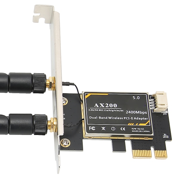 For Intel AX200 5G WiFi-kort Dobbelt bånd Bluetooth 5.1 PCIE trådløst kort med antenne for Windows 10 64bit/ for Linux PC Desktop