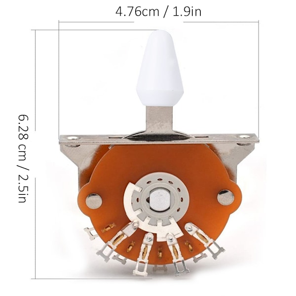 5-vejs elektrisk guitar switch Metal Plast med skruer Musikinstrumenttilbehør Hvid