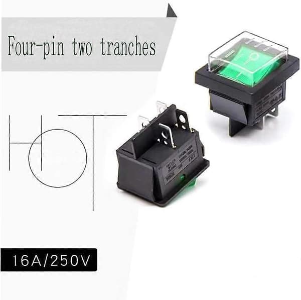 3 st gröna vippströmbrytare 16A/250V 20A/125V AC (DPST)
