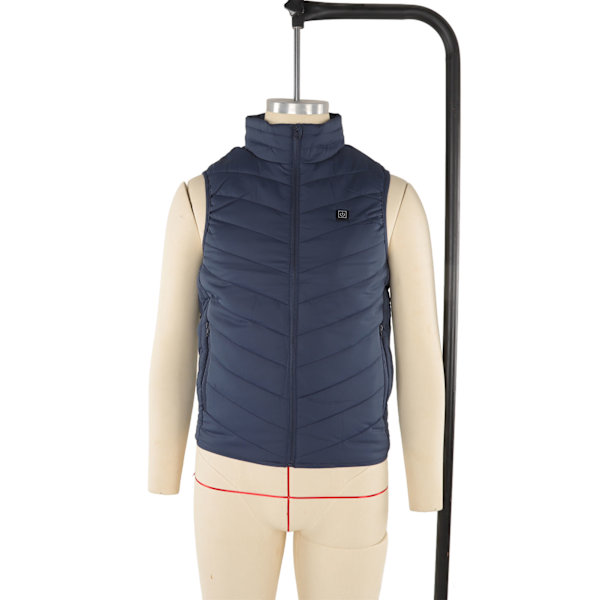 Lämmitetty liivi, 9 aluetta, 3 lämpötilatasoa, nopea lämmitys, USB, sininen sähkölämmitteinen liivi ulkoiluun, talvimatkailuun, XL 60‑67,5 kg