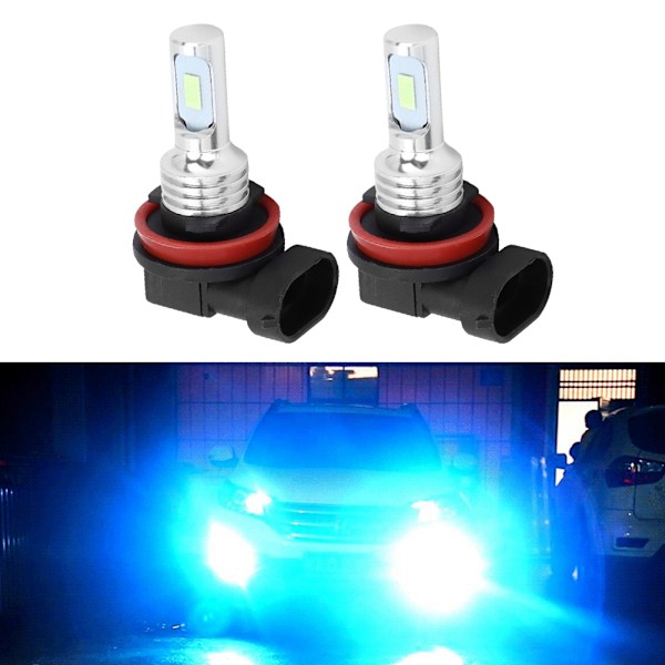 2 stk. H8/H11 80W 8000K LED-tågelygtepære Isblå 12-24V Universal