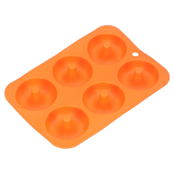 6-Ruds Silikon Donutform NonStick Rund Chokoladeform Rum Køkkenovnsbageredskaber (Orange)