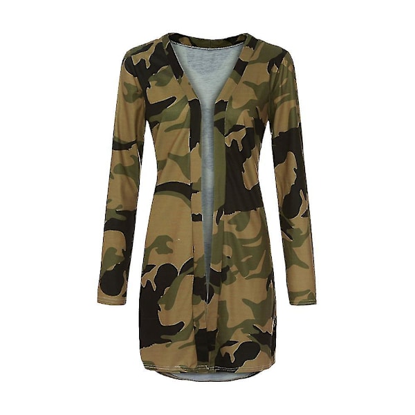 Camouflage XL Åben Front Cardigan til Kvinder