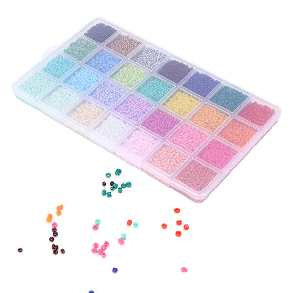 14000 stk armbåndspærler 28 farger 2 mm glassfrøperler for smykker gjør DIY Art