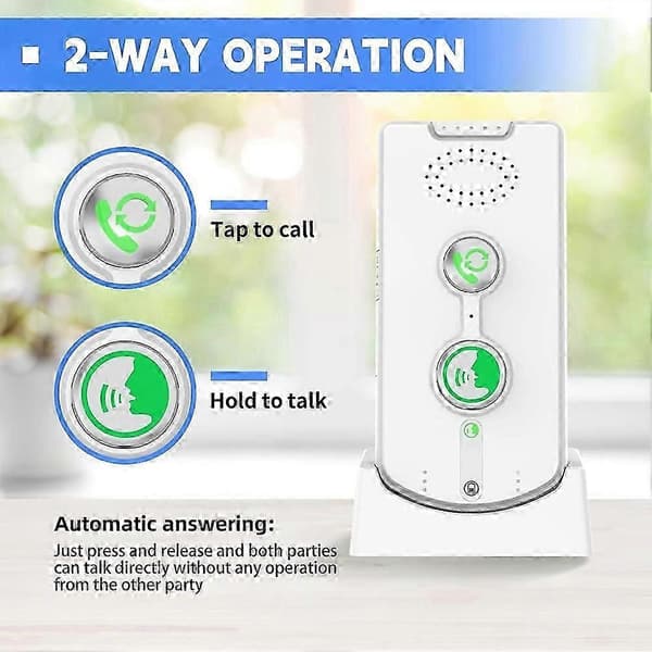 2-vägs trådlös intercom för hemmet, laddningsbar med justerbar volym och ringsignaler, 3-pack White