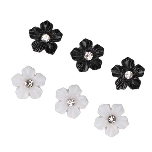 Nageldekorationer med 3D-blomma Svart Vit 5 Kronblad Blomma Nagelprydnader för DIY Nageldekoration