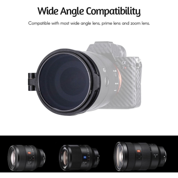 R-67 67 mm Quick Filter System -kameran linssi ND-suodattimen metallinen sovitinrengas, yhteensopiva Canon Nikon Sony Olympus DSLR-kameroiden kanssa, malli: musta 67 mm