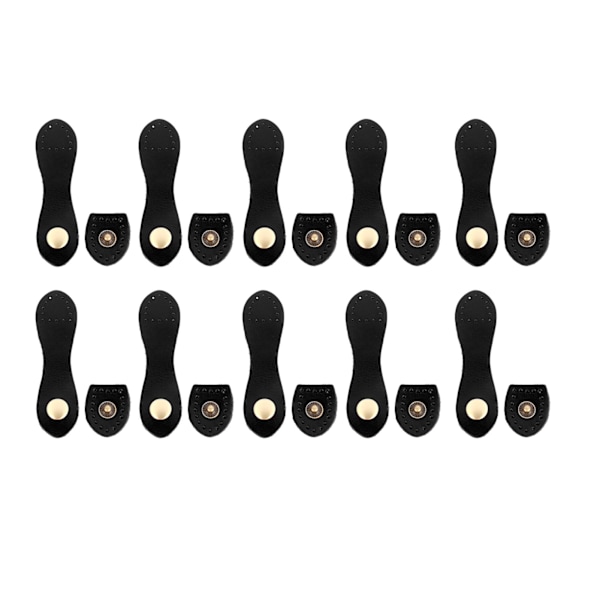 10 set Sy på läder Snap Spänne DIY Hantverk Mjuk äkta läder handväska Flikförslutningar för Craft Bags Svart