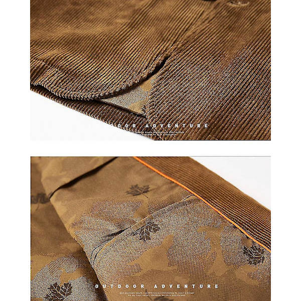 Miesten Vintage-Corduroy-Puku Takki Khaki XXL
