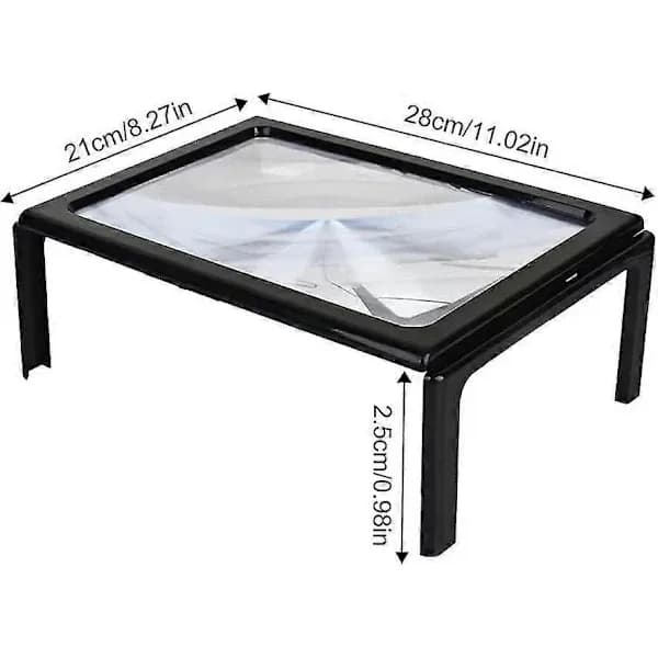 Magnifying Glass for Reading, 3x Magnification A4 Rectangular Illuminated Magnifier with 4 Bright LED Lights Large Full Page Illuminated Magnifier