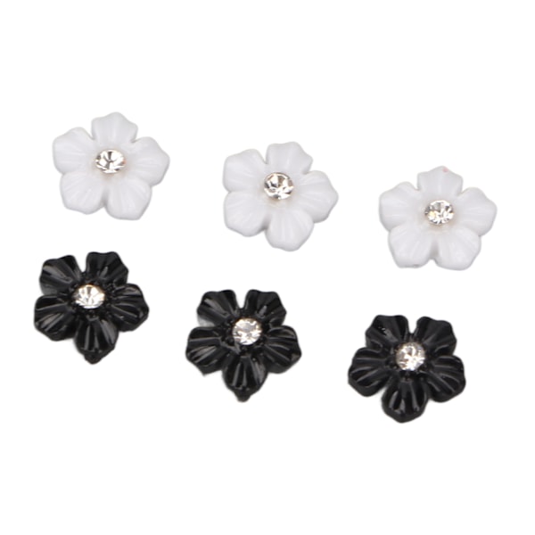 Nageldekorationer med 3D-blomma Svart Vit 5 Kronblad Blomma Nagelprydnader för DIY Nageldekoration