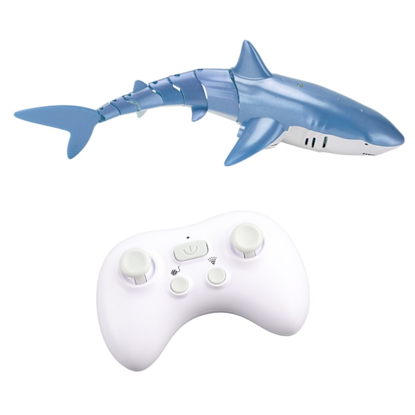 Elektrisk RC-båt 2,4G Fjärrkontroll Pool Shark Simulering Vattenstråle Djurleksak för barn TonåringarBlå