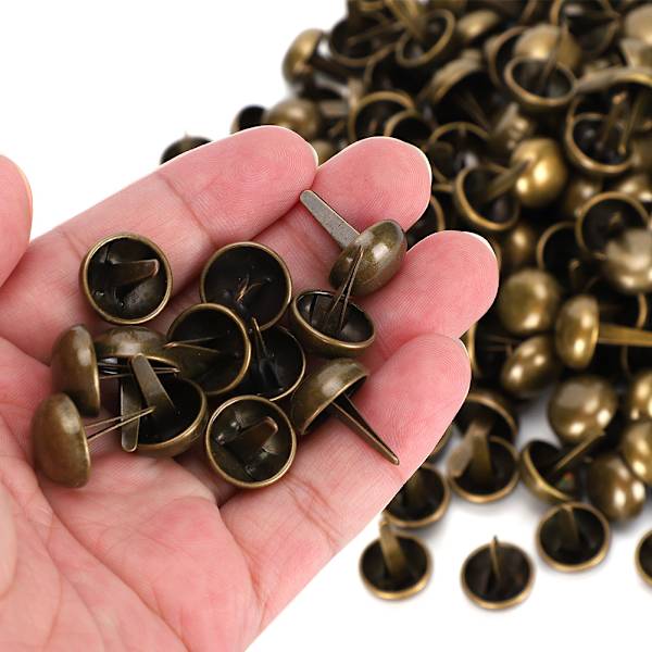 200 st 15 mm dubbar nitar 2-fots spikhuvud för läder DIY Craft handväska