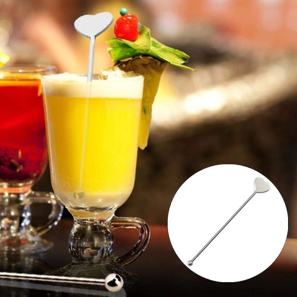 10 kpl ruostumattomasta teräksestä valmistettuja tikkuja Kahvipuikko Viinisekoittimet Cocktail-tangot Swizzle-tikku Cocktail-juhliin, grillivälipaloja