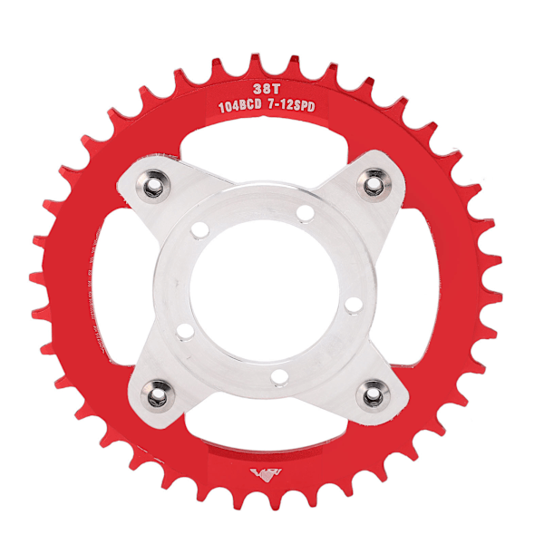 104BCD Sähköpyörän ketjurenkaansovitin ja adapteri 38T alumiiniseos CNC-leikkaus Bafang Central Drive Motor BBS01 Punainen