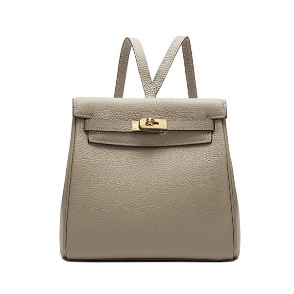 Elegant Kvinder Rygsæk i Kødkvægslæder Stor Kapacitet Spænde Design Læder Duegrå 24x21x15cm Dove Gray