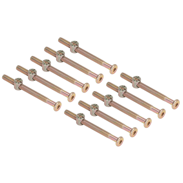 10 sett Spjelsengskruer M6 galvanisert rustfritt stål innvendig sekskant, møbelskruer M6x70mm