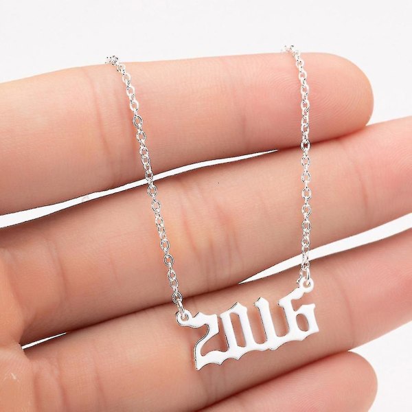 1980-2019 Fødselsår nummer Charm vedhæng rustfrit stål kæde halskæde smykker Silver 2009
