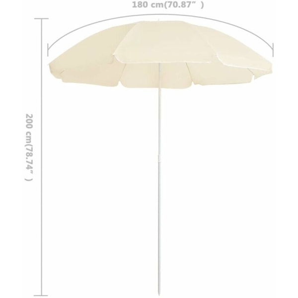 Uteparasoll med stålstang Sand 180 cm