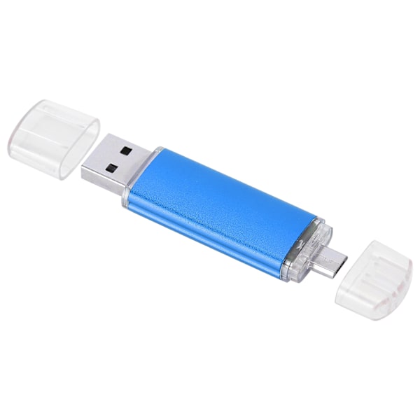2 i 1 USB Flash Drive OTG USB2.0 U Disk Høj Kapacitet Datalagring Memory Stick Blå128GB