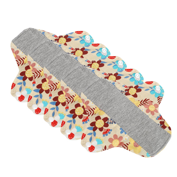 5 stk Vaskbare feminine puter Vanntett Absorberende Gjenbrukbar ren bomull Pustende menstruasjonsbind S MSH0024