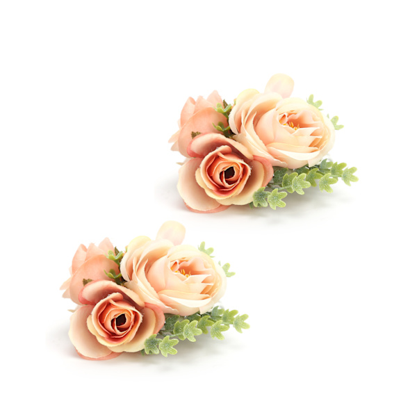 2 stk/pose Brudesvenninne håndledsblume kunstig håndblomst for bryllupsdag Cocktailparty Orange