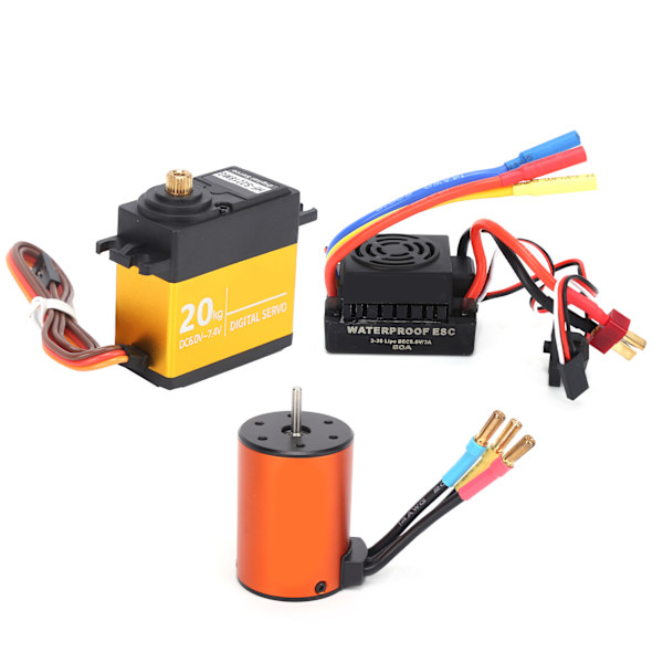 Uppgraderad Vattentät 3650 3100KV Borstlös Motor 60A ESC 20KG Servo Kit för 1/10 RC Bil