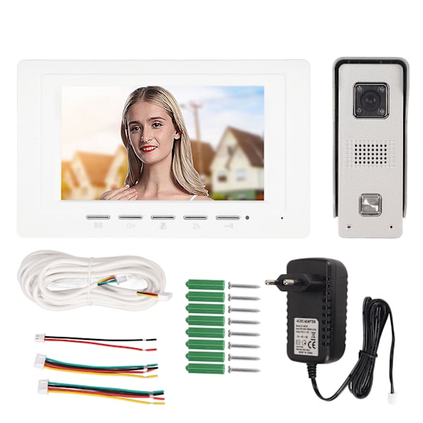 Dørklokke Intercom System 7-tommer TFT-skærm Nattesyn Vandafvisende til Hjemlejlighed 100 til 240V EU-stik
