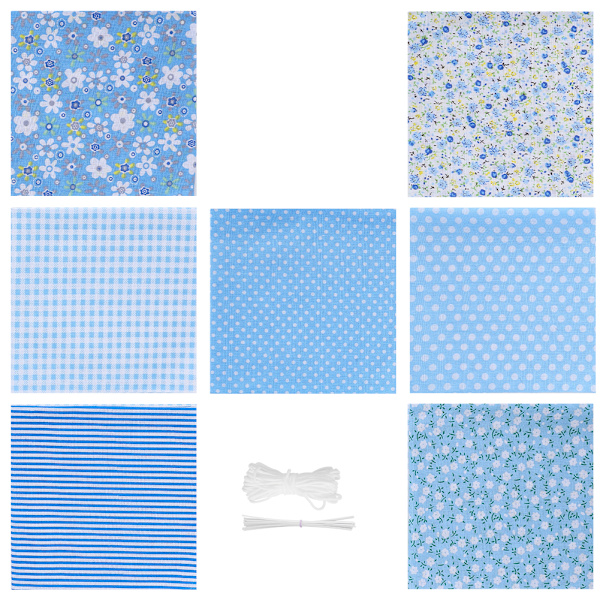 25 x 25 cm DIY Munnbind Bomullsstoff Håndverk Elastisk Snøre Nesebroer Bar Systoff Blå