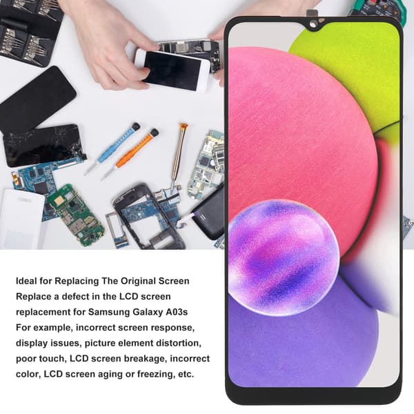 Skärmbyte LCD-skärm Touch Digitizer Montering Reparationsdelar Kompatibel med Samsung Galaxy A03s