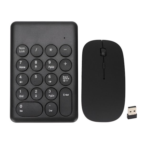 Numerisk tangentbord Bärbar Smal 2,4 GHz USB Trådlös Mini Svart Numerisk tangentbord Mus Combo Set för bärbara datorer Stationära datorer PC